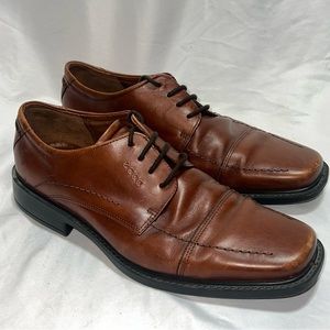 Ecco Dress Shoes Mens 42 8 USBrown Casual Comfort Square Toe Oxford Arch Support
